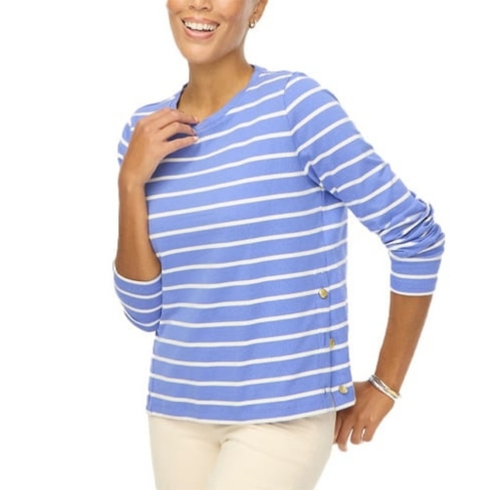 J. Crew Striped long-sleeve side-button Size Large Nwt